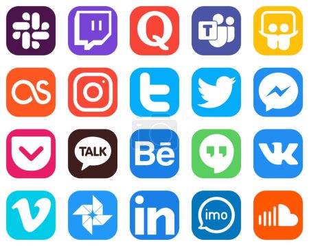 Téléchargez les illustrations : 20 Essential Social Media Icons such as kakao talk. fb. instagram. facebook and tweet icons. Gradient Social Media Icons - en licence libre de droit