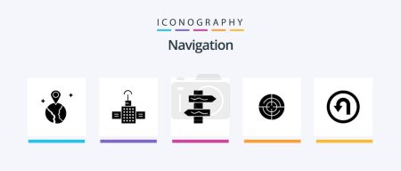 Téléchargez les illustrations : Navigation Glyph 5 Icon Pack Including . navigation. road. back. navigation. Creative Icons Design - en licence libre de droit