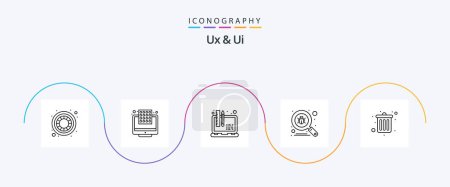 Ilustración de Ux And Ui Line 5 Icon Pack Including office. business. development. virus. scan - Imagen libre de derechos