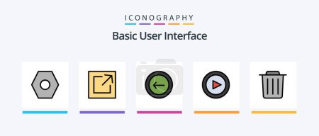 Illustration for Basic Line Filled 5 Icon Pack Including basic. basic. navigation. back. set. Creative Icons Design - Royalty Free Image