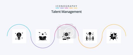 Téléchargez les illustrations : Talent Management Glyph 5 Icon Pack Including idea. team. package. right. arrow - en licence libre de droit