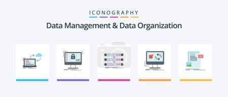 Illustration for Data Management And Data Organization Flat 5 Icon Pack Including application. update. system. data. rack. Creative Icons Design - Royalty Free Image
