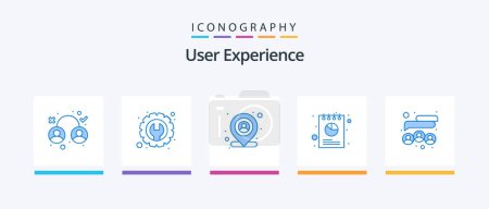 Ilustración de User Experience Blue 5 Icon Pack Including pie. chart. tools. report. map. Creative Icons Design - Imagen libre de derechos
