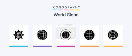 Ilustración de Globe Glyph 5 Icon Pack Incluyendo global. mundo. global. globo. flecha. Diseño de iconos creativos - Imagen libre de derechos