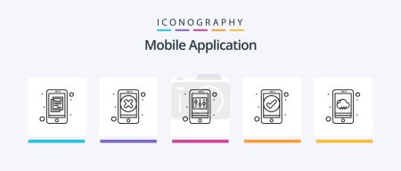 Illustration for Mobile Application Line 5 Icon Pack Including infomation. interaction. app. culculater. app. Creative Icons Design - Royalty Free Image