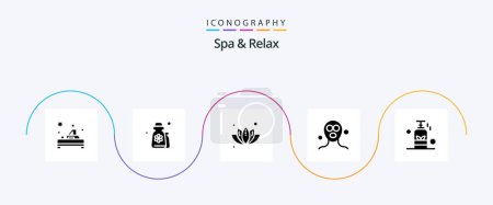 Téléchargez les illustrations : Spa And Relax Glyph 5 Icon Pack Including beauty . tree. grooming . plant . green - en licence libre de droit