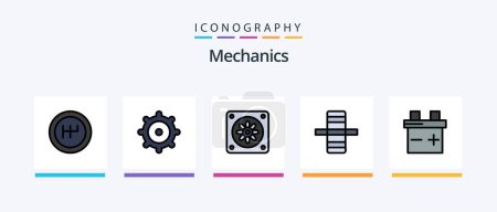 Illustration for Mechanics Line Filled 5 Icon Pack Including . detail. mechanics. wheel. Creative Icons Design - Royalty Free Image