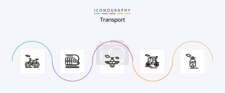 Illustration for Transport Line 5 Icon Pack Including . transport. transport. scooter. transport - Royalty Free Image