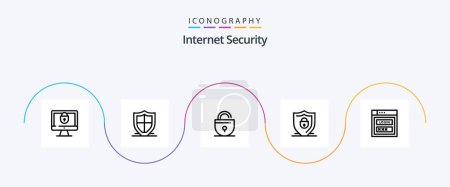 Illustration for Internet Security Line 5 Icon Pack Including internet. lock. shield. shield. internet - Royalty Free Image