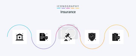 Illustration for Insurance Glyph 5 Icon Pack Including . insurance. protection. document. protection - Royalty Free Image