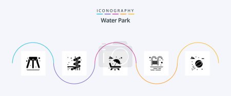 Illustration for Water Park Glyph 5 Icon Pack Including . swimming pool. water - Royalty Free Image