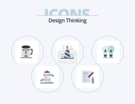 Téléchargez les illustrations : Design Thinking Flat Icon Pack 5 Icon Design. writing. pen. design. nodes. drawing - en licence libre de droit