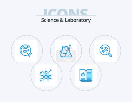 Ilustración de Science Blue Icon Pack 5 Diseño de iconos. .. ciencia. ciencia. hueso. ciencia - Imagen libre de derechos