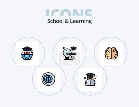 Téléchargez les illustrations : École et ligne d'apprentissage rempli Icône Pack 5 Icône Design. . les dossiers. hémisphère. l'éducation. école - en licence libre de droit