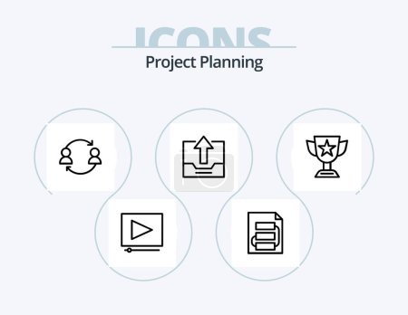 Illustration for Project Planing Line Icon Pack 5 Icon Design. planning. diagram. report. setting. laptop - Royalty Free Image