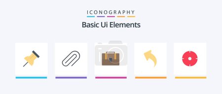 Illustration for Basic Ui Elements Flat 5 Icon Pack Including goal. archer. suitcase. arrows. left. Creative Icons Design - Royalty Free Image