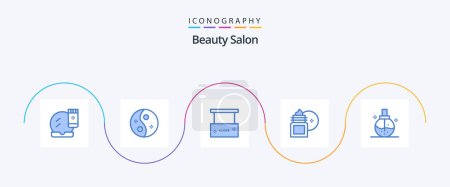 Téléchargez les illustrations : Beauty Salon Blue 5 Icon Pack Including moisturizer. body massage. style. body lotion. close - en licence libre de droit