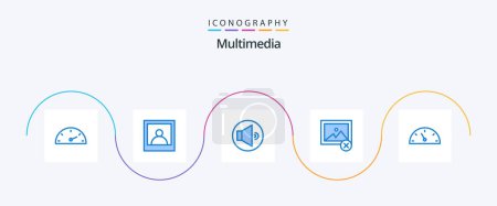 Ilustración de Paquete de iconos de Multimedia Blue 5 incluido. eliminar. rendimiento - Imagen libre de derechos