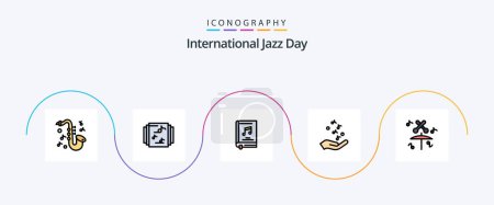 Téléchargez les illustrations : International Jazz Day Line Filled Flat 5 Icon Pack Including music. rock and roll. multimedia. rock. hand - en licence libre de droit
