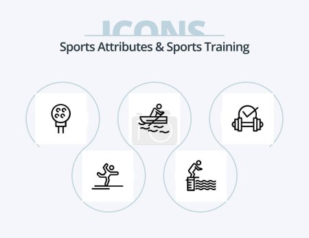 Ilustración de Sports Atributes And Sports Training Line Icon Pack 5 Icon Design. punching. boxer. friends. bag. baseball - Imagen libre de derechos