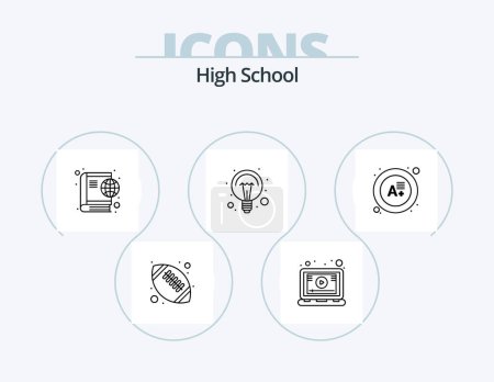 Illustration for High School Line Icon Pack 5 Icon Design. moleskin. survey. alarm. questionnaire. laptop - Royalty Free Image