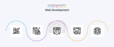 Ilustración de Web Development Line 5 Icon Pack Incluyendo web. desarrollo. desarrollo. codificación. concepto api - Imagen libre de derechos