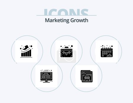 Ilustración de Marketing Growth Glyph Icon Pack 5 Icon Design. un gráfico. Maleta. De compras. caso. arriba. - Imagen libre de derechos
