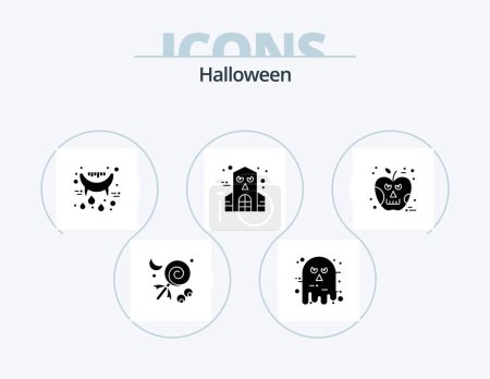 Illustration for Halloween Glyph Icon Pack 5 Icon Design. halloween. haunted house. scary. haunted. vampire - Royalty Free Image