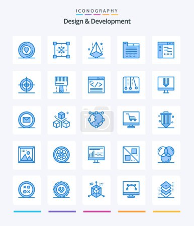 Téléchargez les illustrations : Creative Design & Development 25 Blue icon pack  Such As web design. tabs. shape. tab. modeling - en licence libre de droit