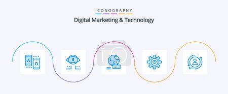 Ilustración de Digital Marketing And Technology Blue 5 Icon Pack Including remarketing. digital. world. setting. marketing - Imagen libre de derechos