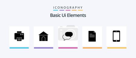 Illustration for Basic Ui Elements Glyph 5 Icon Pack Including mobile. report. chating. data. file. Creative Icons Design - Royalty Free Image