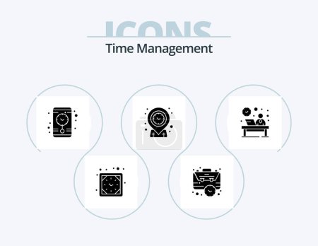 Ilustración de Time Management Glyph Icon Pack 5 Icon Design. front. time. time. targeting. geo - Imagen libre de derechos