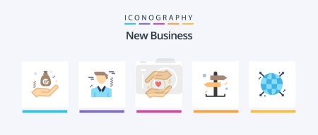 Ilustración de New Business Flat 5 Icon Pack Including network. focus. business. connected. decision. Creative Icons Design - Imagen libre de derechos