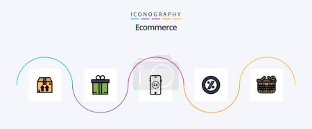 Illustration for Ecommerce Line Filled Flat 5 Icon Pack Including . add. shopping. shopping. basket - Royalty Free Image