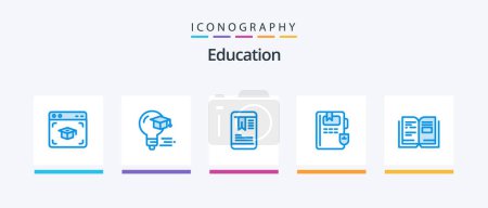 Illustration for Education Blue 5 Icon Pack Including text. education. mobile. book. education. Creative Icons Design - Royalty Free Image