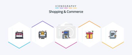 Illustration for Shopping And Commerce 25 FilledLine icon pack including surprise. present. online. heart gift. paper - Royalty Free Image