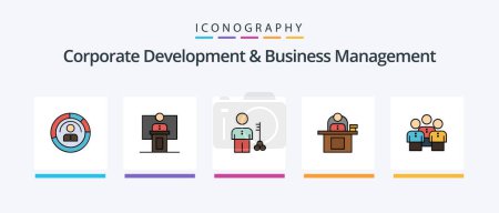 Illustration for Corporate Development And Business Management Line Filled 5 Icon Pack Including graph. chart. business. growth. man. Creative Icons Design - Royalty Free Image