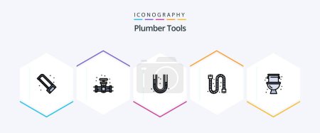 Illustration for Plumber 25 FilledLine icon pack including plumber. pipe. mechanical. industrial. construction - Royalty Free Image