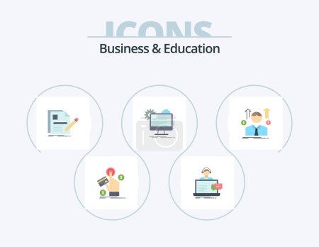 Illustration for Business And Education Flat Icon Pack 5 Icon Design. report. account. service. resume. page - Royalty Free Image