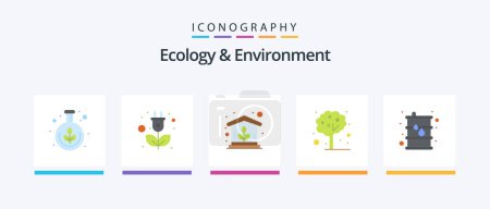 Téléchargez les illustrations : Ecology And Environment Flat 5 Icon Pack Including energy. tree. green. summer. nature. Creative Icons Design - en licence libre de droit