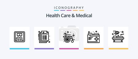 Illustration for Health Care And Medical Line 5 Icon Pack Including heart health. cardiogram. hospital. surgery. medical. Creative Icons Design - Royalty Free Image