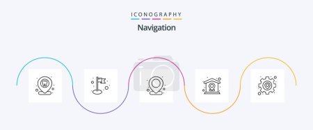 Téléchargez les illustrations : Navigation Line 5 Icon Pack Including map. gear. map. pin. location - en licence libre de droit