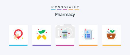 Téléchargez les illustrations : Pharmacy Flat 5 Icon Pack Including signaling. medicine. medicine. file. healthcare. Creative Icons Design - en licence libre de droit