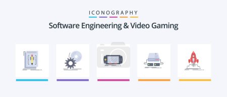 Ilustración de Software Engineering And Video Gaming Flat 5 Icon Pack Including gaming. console. software. psp. game. Creative Icons Design - Imagen libre de derechos