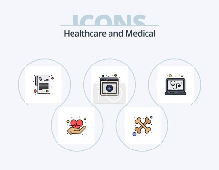 Ilustración de Medical Line Filled Icon Pack 5 Icon Design. . donation. wash. transfusion. services - Imagen libre de derechos