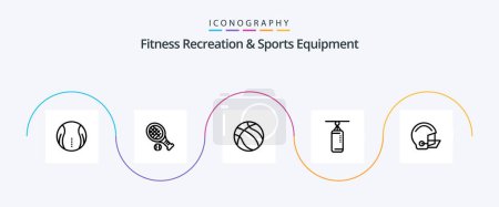 Téléchargez les illustrations : Fitness Recreation And Sports Equipment Line 5 Icon Pack Including equipment. punching. ball. punchbag. bag - en licence libre de droit