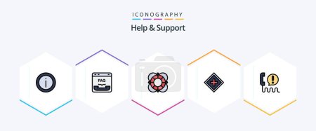 Illustration for Help And Support 25 FilledLine icon pack including increase. customer. faq. support. lifeguard - Royalty Free Image