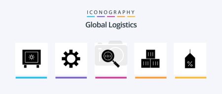 Illustration for Global Logistics Glyph 5 Icon Pack Including label. transportation. code. logistic. box. Creative Icons Design - Royalty Free Image