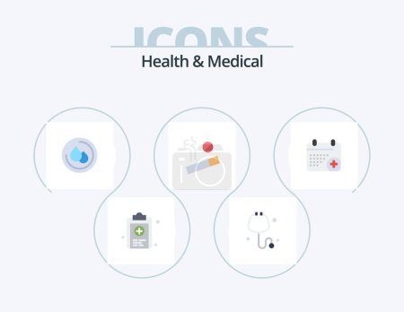 Illustration for Health And Medical Flat Icon Pack 5 Icon Design. . date. droop. calender. smoking - Royalty Free Image