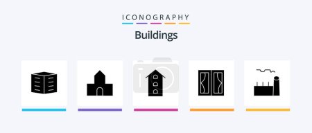 Illustration for Buildings Glyph 5 Icon Pack Including home. frame. christian building. buildings. shops. Creative Icons Design - Royalty Free Image